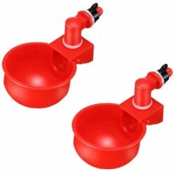 Automatiques Supplies Abreuvoir Poules Tasses à Bol Bol En Plastique, Volailles Distributeurs D'eau Automatique De L'eau Potable Tasses 10.5*6.5*4cm Fontainebleau 2Pcs Rouge