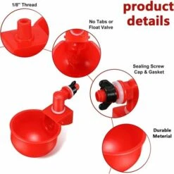 Automatiques Supplies Abreuvoir Poules Tasses à Bol Bol En Plastique, Volailles Distributeurs D'eau Automatique De L'eau Potable Tasses 10.5*6.5*4cm Fontainebleau 2Pcs Rouge -Polire Soldes Boutique 45293294 3