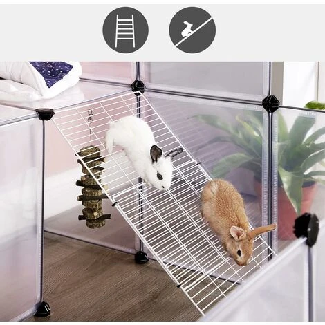 SONGMICS Enclos Pour Petit Animal, Clôture Modulable, Transparent LPC004W01 - Blanc 2 SONGMICS Enclos Pour Petit Animal, Clôture Modulable, Transparent LPC004W01 - Blanc – Image 2