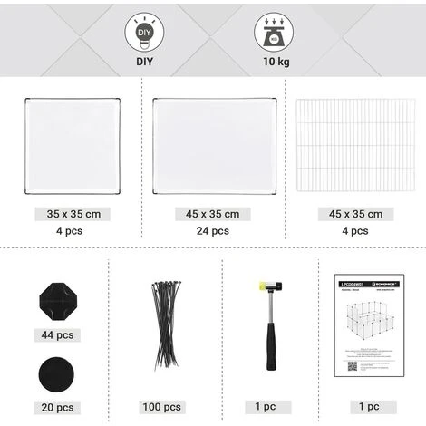 SONGMICS Enclos Pour Petit Animal, Clôture Modulable, Transparent LPC004W01 - Blanc 4 SONGMICS Enclos Pour Petit Animal, Clôture Modulable, Transparent LPC004W01 - Blanc – Image 4