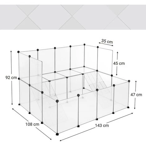 SONGMICS Enclos Pour Petit Animal, Clôture Modulable, Transparent LPC004W01 - Blanc 5 SONGMICS Enclos Pour Petit Animal, Clôture Modulable, Transparent LPC004W01 - Blanc – Image 5