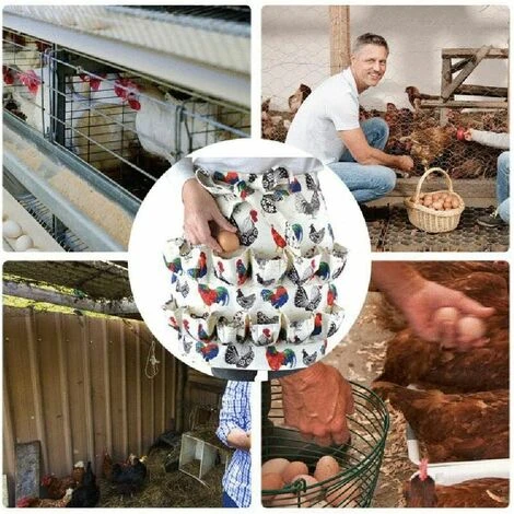 BRIDAY Tablier De Collecte D'œufs, 12 Poches Pour Poule Avec Imprimé Coq De Poule Et œufs En Toile, Support Pour Poules 4 BRIDAY Tablier De Collecte D'œufs, 12 Poches Pour Poule Avec Imprimé Coq De Poule Et œufs En Toile, Support Pour Poules – Image 4