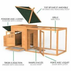 VOUNOT Grand Poulailler En Bois Avec Pondoir Et Perchoir -Polire Soldes Boutique 46771236 4