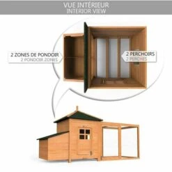 VOUNOT Grand Poulailler En Bois Avec Pondoir Et Perchoir -Polire Soldes Boutique 46771236 5