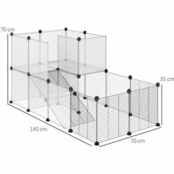 PawHut Cage Parc Enclos Modulable Petits Animaux De Compagnie - Dim. Standards 140L X 70l X 70H Cm - 27 Panneaux Bords Arrondis - Résine PP Fils D'acier Noir - Noir -Polire Soldes Boutique 47489094 3