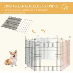 PawHut Parc Enclos Modulable Pour Chien Animaux Porte Verrouillable 6 Panneaux Dim. Panneau 59L X 60H Cm Métal Multicolore - Multicolore -Polire Soldes Boutique 48441504 4
