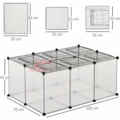 PawHut Cage Parc Enclos Petits Animaux De Compagnie - Dim. 105L X 70l X 45H Cm - 16 Panneaux Résine PP Opaque, 6 Grilles Portes - Fils D'acier Noir - Noir 7 PawHut Cage Parc Enclos Petits Animaux De Compagnie - Dim. 105L X 70l X 45H Cm - 16 Panneaux Résine PP Opaque, 6 Grilles Portes - Fils D'acier Noir - Noir -Polire Soldes Boutique 48441559 3