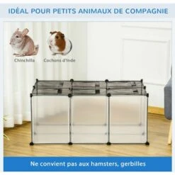 PawHut Cage Parc Enclos Petits Animaux De Compagnie - Dim. 105L X 70l X 45H Cm - 16 Panneaux Résine PP Opaque, 6 Grilles Portes - Fils D'acier Noir - Noir 9 PawHut Cage Parc Enclos Petits Animaux De Compagnie - Dim. 105L X 70l X 45H Cm - 16 Panneaux Résine PP Opaque, 6 Grilles Portes - Fils D'acier Noir - Noir -Polire Soldes Boutique 48441559 5