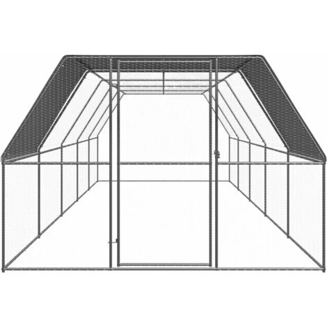 VidaXL Poulailler D'extérieur 3x10x2 M Acier Galvanisé - Argent 2 VidaXL Poulailler D'extérieur 3x10x2 M Acier Galvanisé - Argent – Image 2