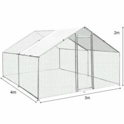 MONSTER SHOP Enclos Poulailler 3m X 4m X 2m - Argent -Polire Soldes Boutique 53053474 3