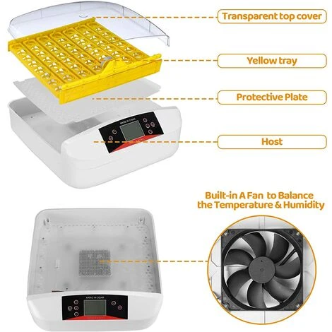 AICOK Couveuse Automatique 55 Oeufs Appareil à Couver Incubateur Volaille Eleveurs, Affichage LED De La Température Et Contrôle De L'humidité 5 AICOK Couveuse Automatique 55 Oeufs Appareil à Couver Incubateur Volaille Eleveurs, Affichage LED De La Température Et Contrôle De L'humidité – Image 5