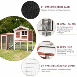 PECUTE Poulailler 118 X 54 X 92 Cm, En Bois De Sapin, Avec Nichoir Avec Support De Couvercle, Imprégné Résistant Aux Intempéries -Polire Soldes Boutique 54319367 3