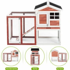 PECUTE Poulailler 118 X 54 X 92 Cm, En Bois De Sapin, Avec Nichoir Avec Support De Couvercle, Imprégné Résistant Aux Intempéries -Polire Soldes Boutique 54319367 4