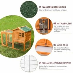 PECUTE Poulailler 118 X 54 X 92 Cm, Grande Maison En Bois Avec Nichoir Avec Support De Couvercle, Imprégné Résistant Aux Intempéries -Polire Soldes Boutique 54319371 3