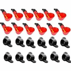 TINOR Distributeurs D'eau Automatique Pour Poulet Canard Volaille - Automatique De L'eau Potable Tasses Bird Coop Feed Volaille Poulet Volailles Abreuvoir D'eau Potable Tasses (12 Pcs)