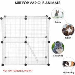 VINTEKY® Cage Parc Enclos Lapin - Blanc 70x35x70cm -Polire Soldes Boutique 55271305 3