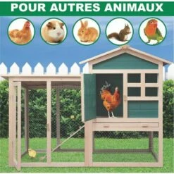 PRIVATE GARDEN Poulailler 2 à 4 Poules Avec Enclos - Clapier - Cage à Lapins Ou Rongeurs XXL 2 Étages En Bois Canadien - Vert Et Blanc 8 PRIVATE GARDEN Poulailler 2 à 4 Poules Avec Enclos - Clapier - Cage à Lapins Ou Rongeurs XXL 2 Étages En Bois Canadien - Vert Et Blanc -Polire Soldes Boutique 55295763 4
