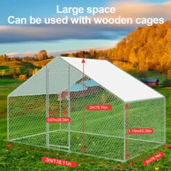 Randaco Enclos Pour Poulailler En Acier Galvanisé. Toit Imperméable Et Anti UV. Porte Avec Loquet. 3x2x2m - Argent -Polire Soldes Boutique 56395581 3