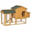 PawHut Poulailler Cottage Cage à Poules Sur Pied Dim. 168L X 75l X 103H Cm Multi-équipement Bois Sapin Pré-huilé - Orange