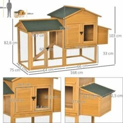 PawHut Poulailler Cottage Cage à Poules Sur Pied Dim. 168L X 75l X 103H Cm Multi-équipement Bois Sapin Pré-huilé - Orange 7 PawHut Poulailler Cottage Cage à Poules Sur Pied Dim. 168L X 75l X 103H Cm Multi-équipement Bois Sapin Pré-huilé - Orange -Polire Soldes Boutique 56842172 3