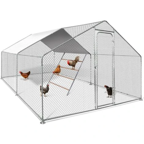 IDMARKET Enclos Poulailler 12 M² 4x3 M Avec Grand Perchoir 4 Niveaux En Bois Structure Acier Galvanisé 2 IDMARKET Enclos Poulailler 12 M² 4x3 M Avec Grand Perchoir 4 Niveaux En Bois Structure Acier Galvanisé – Image 2