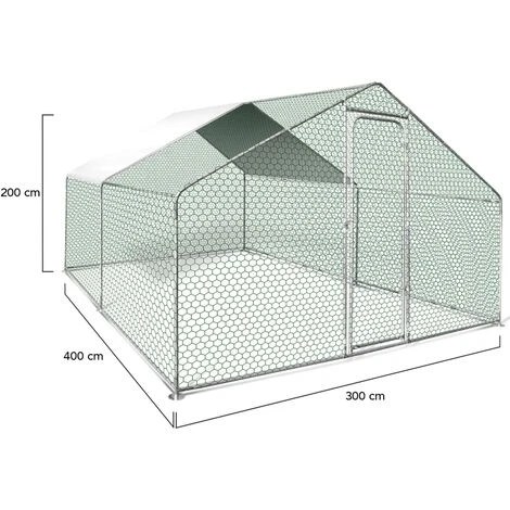 IDMARKET Enclos Poulailler 12 M² 4x3 M Avec Grand Perchoir 4 Niveaux En Bois Structure Acier Galvanisé 5 IDMARKET Enclos Poulailler 12 M² 4x3 M Avec Grand Perchoir 4 Niveaux En Bois Structure Acier Galvanisé – Image 5