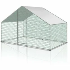 SWANEW Enclos Pour Poulailler 6m² En Acier Galvanisé Toit Imperméable Et Anti UV 3x2m 6 M² - Argent