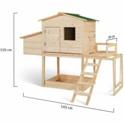 IDMARKET Poulailler EXCLUSIVE Avec Pondoir En Bois Et Aire De Jeux -Polire Soldes Boutique 57961274 3