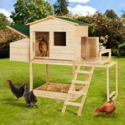 IDMARKET Poulailler EXCLUSIVE Avec Pondoir En Bois Et Aire De Jeux -Polire Soldes Boutique 57961274 5
