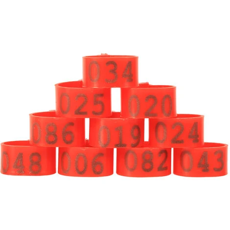 YD 100 Pièces/sac 16MM 001-100 Numérotés En Plastique Volaille Poulets Canards Oie Jambe Bandes Anneaux (rouge) 2 YD 100 Pièces/sac 16MM 001-100 Numérotés En Plastique Volaille Poulets Canards Oie Jambe Bandes Anneaux (rouge) – Image 2