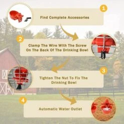 Yoouyida Abreuvoir Poules, Mangeoire Poule Automatique, Mangeoire Poules Exterieur Avec Tasses D'arrosage Tasses Bols Plastique Rouge Jardin Poulet Flock Duck Bird Feeder 10 Tasses D'eau Avec Matériel -Polire Soldes Boutique 60652213 3