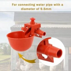 Yoouyida Abreuvoir Poules, Mangeoire Poule Automatique, Mangeoire Poules Exterieur Avec Tasses D'arrosage Tasses Bols Plastique Rouge Jardin Poulet Flock Duck Bird Feeder 10 Tasses D'eau Avec Matériel -Polire Soldes Boutique 60652213 4