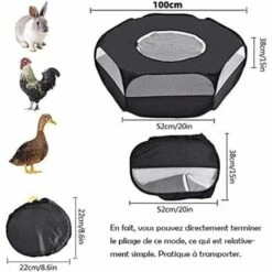 ROSIER Parc Pour Petit Animal Avec Couverture, Cage Pliable, Portable, Imperméable Et Respirante, Pour Lapin, écureuil, Chaton, Chiot, Chinchilla Et Hérisson (Noir),VEBTles -Polire Soldes Boutique 64000726 4