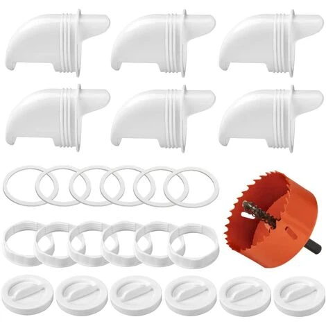 BAICCCF Accessoire Poulailler Mangeoire à Poulet, No Waste Volaille Feeder-Automatic Gravity Feeder Kit With 6 Ports And 1 Hole Saw, Rain Proof And Insect Proof, Durable And Pratique, For Barrels, Boxes, Auges. 1 BAICCCF Accessoire Poulailler Mangeoire à Poulet, No Waste Volaille Feeder-Automatic Gravity Feeder Kit With 6 Ports And 1 Hole Saw, Rain Proof And Insect Proof, Durable And Pratique, For Barrels, Boxes, Auges.