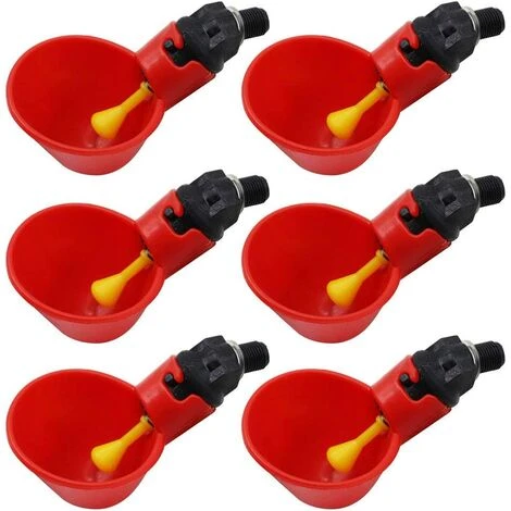 MEZHENG Abreuvoir Automatique Pour Poulets / Volaille / Abreuvoir Avec Tasses Arrosoirs Bols En Plastique Rouge Arrière-cours Poulet Troupeau Canard Oiseau Mangeoire Paquet De 6 1 MEZHENG Abreuvoir Automatique Pour Poulets / Volaille / Abreuvoir Avec Tasses Arrosoirs Bols En Plastique Rouge Arrière-cours Poulet Troupeau Canard Oiseau Mangeoire Paquet De 6