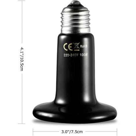 CARILLONSàVENT 100W Émetteur Radiateur Animaux Ampoule Infrarouge Chauffage En Céramique,Lampe De Reptile Pour Amphibiens, Serpent, Oiseaux,Tortue, Chat, Chien Carivent 2 CARILLONSàVENT 100W Émetteur Radiateur Animaux Ampoule Infrarouge Chauffage En Céramique,Lampe De Reptile Pour Amphibiens, Serpent, Oiseaux,Tortue, Chat, Chien Carivent – Image 2