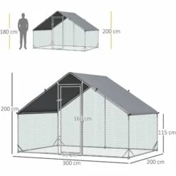 PawHut Enclos Poulailler Chenil 6 M² - Parc Grillagé Dim. 3L X 2l X 2H M - Poulailler Chenil Entièrement Couvert - Acier Galvanisé - Gris 7 PawHut Enclos Poulailler Chenil 6 M² - Parc Grillagé Dim. 3L X 2l X 2H M - Poulailler Chenil Entièrement Couvert - Acier Galvanisé - Gris -Polire Soldes Boutique 64395790 3