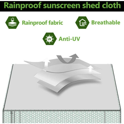 VINGO Poulailler 3x4x2m Enclos Extérieur Avec Serrure Enclos Extérieur Clapier Pour Petits Animaux En Acier Galvanisé - Argent 3 VINGO Poulailler 3x4x2m Enclos Extérieur Avec Serrure Enclos Extérieur Clapier Pour Petits Animaux En Acier Galvanisé - Argent – Image 3