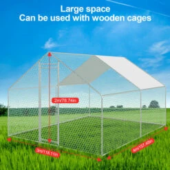 VINGO Poulailler 3x4x2m Enclos Extérieur Avec Serrure Enclos Extérieur Clapier Pour Petits Animaux En Acier Galvanisé - Argent 8 VINGO Poulailler 3x4x2m Enclos Extérieur Avec Serrure Enclos Extérieur Clapier Pour Petits Animaux En Acier Galvanisé - Argent -Polire Soldes Boutique 64454845 4