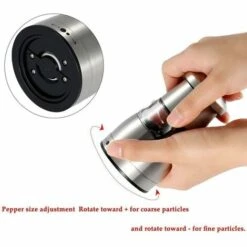 PESCE Moulin à Poivre Ou Sel Manuel Et élégant Avec Réglage De La Mouture, Bonne Prise En Main, Corps En Acier Inoxydable Et Réservoir Grande Capacité 2 -Polire Soldes Boutique 64521671 4