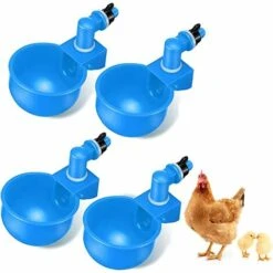 AOUGO 4 Pcs,Abreuvoir Poules,Abreuvoirs Automatiques De Poulet,Volaille Automatique Abreuvoir,Abreuvoir En Plastique Bleu,Outil D'Abreuvement Pour Volaille,Convient Aux Poulets,Canards,Volailles, Oiseaux