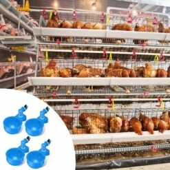 AOUGO 4 Pcs,Abreuvoir Poules,Abreuvoirs Automatiques De Poulet,Volaille Automatique Abreuvoir,Abreuvoir En Plastique Bleu,Outil D'Abreuvement Pour Volaille,Convient Aux Poulets,Canards,Volailles, Oiseaux -Polire Soldes Boutique 65393000 5