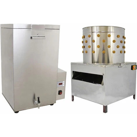 Combo Echaudoir & Plumeuse à Volaille 60cm KuKoo - Argent 1 Combo Echaudoir & Plumeuse à Volaille 60cm KuKoo - Argent