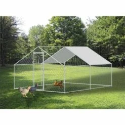 HOBAG Enclos Poulailler 12 M² Parc Grillagé 4x3 M Acier Galvanisé - Naturel