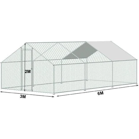 HOBAG Enclos Poulailler 18 M² Parc Grillagé 6x3 M Acier Galvanisé - Naturel 2 HOBAG Enclos Poulailler 18 M² Parc Grillagé 6x3 M Acier Galvanisé - Naturel – Image 2