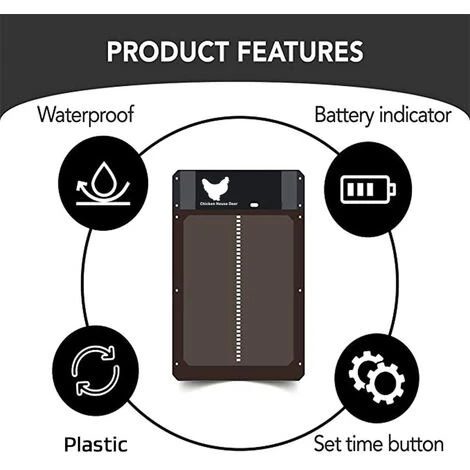 YOOUYIDA Porte De Poulailler Automatique, Avec Capteur De Lumière , Pour Un Elevage De Poulets Sécurisé De Poulailler Automatique à Induction à Pile,résistante Aux Prédateurs Facile à Installer(Plastique) 1 YOOUYIDA Porte De Poulailler Automatique, Avec Capteur De Lumière , Pour Un Elevage De Poulets Sécurisé De Poulailler Automatique à Induction à Pile,résistante Aux Prédateurs Facile à Installer(Plastique)