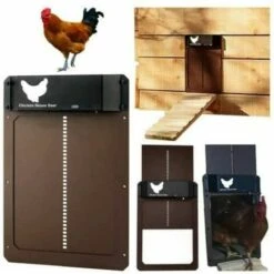 JOORRT Porte Poulailler Automatique Avec Capteur De Lumière - Poulailler Entièrement étanche En Porte De Poulailler à Induction - Porte De Poulailler（brun）