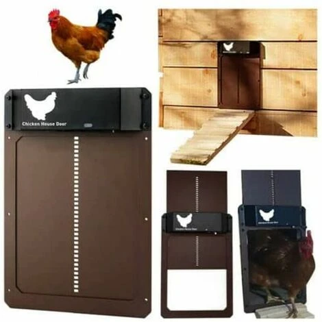 JOORRT Porte Poulailler Automatique Avec Capteur De Lumière - Poulailler Entièrement étanche En Porte De Poulailler à Induction - Porte De Poulailler(brun) 1 JOORRT Porte Poulailler Automatique Avec Capteur De Lumière - Poulailler Entièrement étanche En Porte De Poulailler à Induction - Porte De Poulailler(brun)