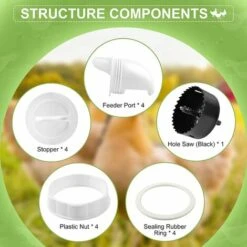 Mangeoire Poules Plastique Mangeoire Poules Automatique, 4 Ports DIY Mangeoire à Poulet Kit [Anti-Gaspillage] [Anti Nuisible] Abreuvoir A Poules Mangeoire Poussin Pour Seaux Tonneaux Bacs,Adélala -Polire Soldes Boutique 66385637 4