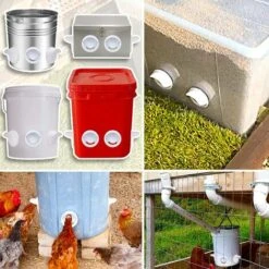 DENUOTOP Mangeoire Poules Automatique, Avec 6 Ports Et Scie Cloche, éTanche à La Pluie, Mangeoire à Poulet Sans DéChetsConvient Aux Seaux, Seaux, Boîtes, Auges, Mangeoires à Poulets Zéro Déchet -Polire Soldes Boutique 66994275 5
